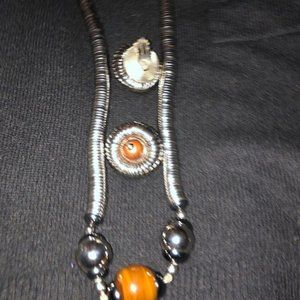 Vintage necklace and clip earrings